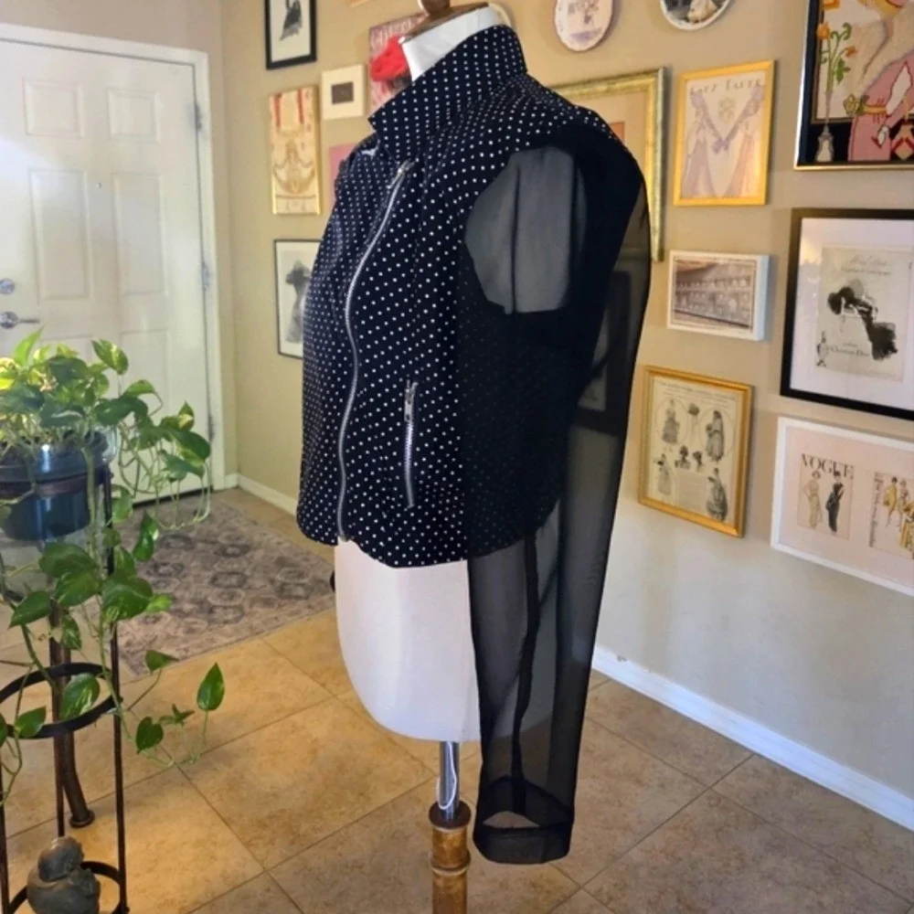 80s Black and‎ White Polka Dot Cropped Jacket High Waist Short Set